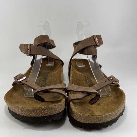 Birkenstock Yara Ankle Strap Sandals Womens Size 40 US Size 9-9.5 Tan Birkibuc - Picture 2 of 9